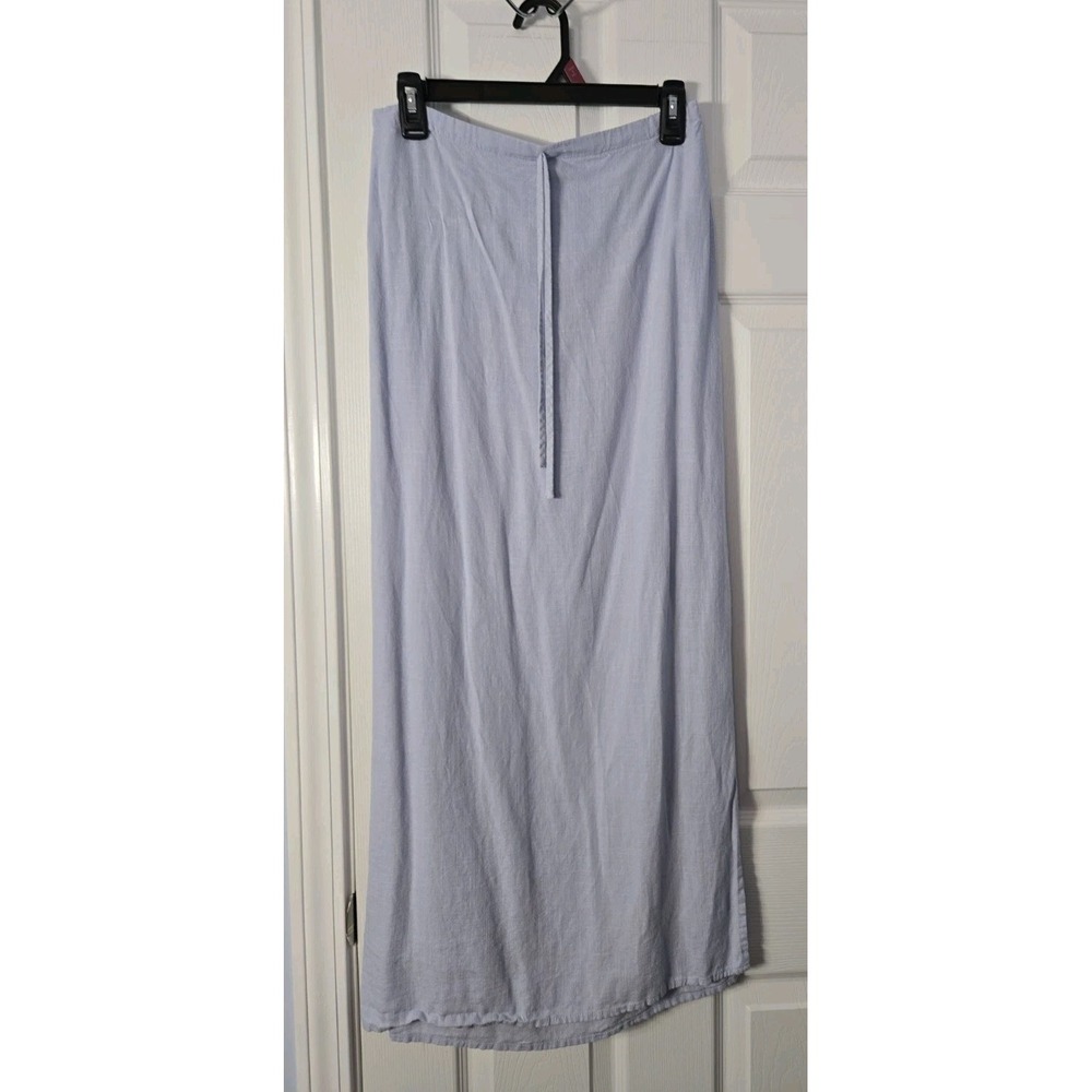 H/G Womans Maxi Skirt Size Large Linen Blend Light Blue